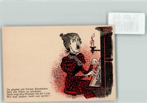 1898 Lithographie Humor Solo auf dem Klavier Bildkarte