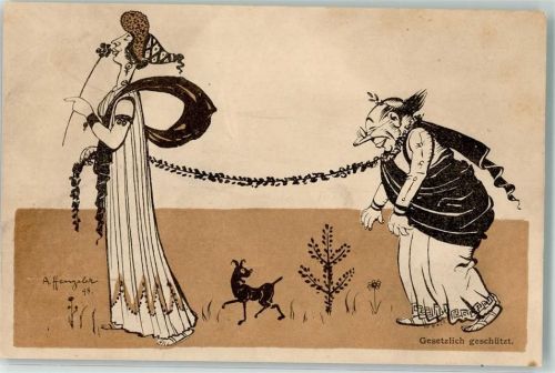 1899 Römer Humor Mann an der Kette