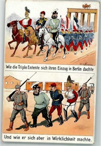 Wie die Triple Entente sich ihren Einzug in Berlin dachte und wie er in Wirklichkeit machte Propaganda WK I