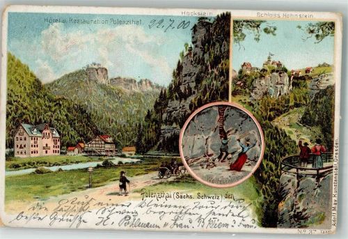 Hohnstein 1900 Wolfsschlucht Schloss Hotel i. Polenzthal Hockstein