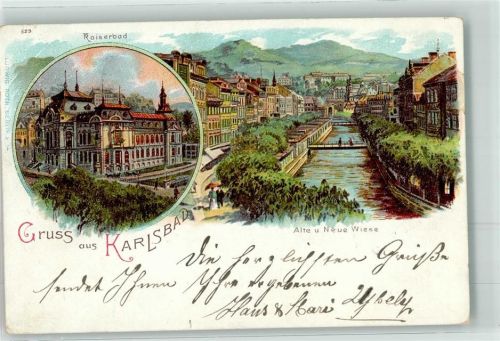 Karlovy Vary 1902 Kaiserbad alte u. neue Wiese