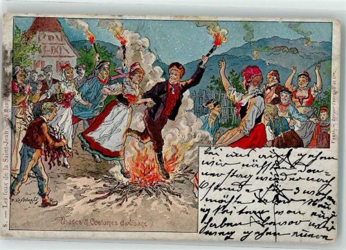 Saint-Jean 1914 Feuerspringer Tracht sign. P. Kauffmann