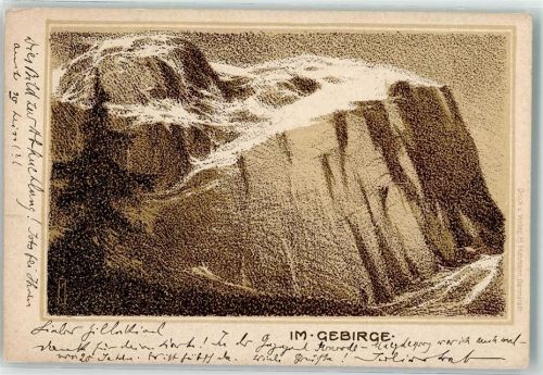 Im Gebirge Verlag Hohmann Darmstadt Verlag 1900 Lithographie / Künstlerkarte