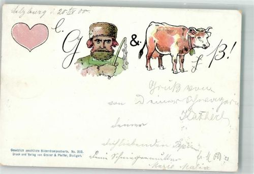 1900 Verlag Greiner & Pfeiffer Stuttgart Nr. 303 Kuh Herz