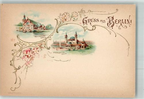 10115 O1193 Treptow Lithographie . Hagelberg W. Nahrungsmittel Gebäude Haupt Ausstellungs Gebäude
