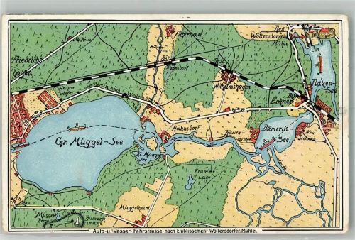 Müggelsee Auto- und Wasser- Straßen Landkarte