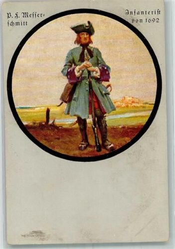Deutsche Kriegsscheibenkarte Infanterist 1692 Verlag Teubner II,12