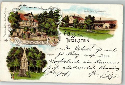 Königslutter 1898 Lithographie Oberförsterei Großenrode Tetzelstein