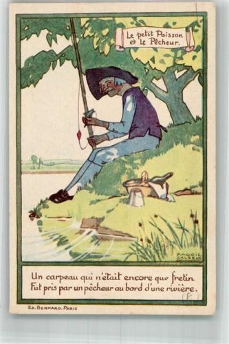 1910 sign. Maggie Salcedo , Le petit Poisson et le Pecheur Angeln