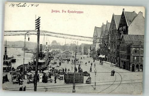 Bergen 1910 Hafen Tyskebryggen