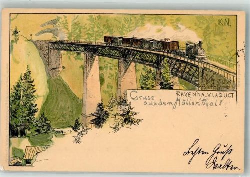 1899 Ravenna Viaduct im Höllenthal Lithographie Eisenbahn Verlag Velten Lithographie + Adelskorrespondenz