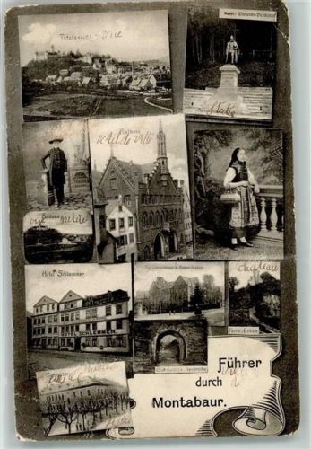 Montabaur 1907 Schloss Tracht Denkmal Kaiser Wilhelm Rathaus Hotel Schlemmer