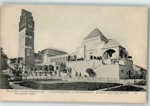 Darmstadt 1908 Architektur Jugendstil Ausstellungshaus + Hochzeitsturm Künstlerkolonie