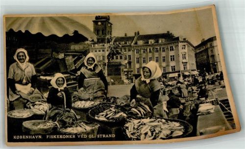 Kopenhagen Marktszene Fischverkäuferinnen am G. Strand Scan verzogen