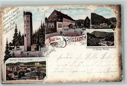 Gehlberg 1895 Lithographie Die Schmücke Bahnhof der Schneekopfturm