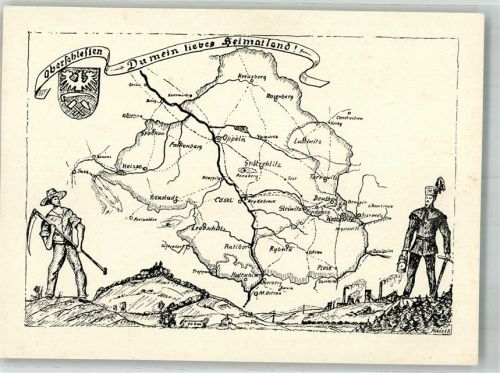 Oppeln Opole Foto AK Wappen Bergmann Landarbeiter Oberschlesien