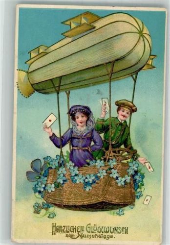 Glückwunsch Zeppelin m. Gondel Frau Pilot Briefe