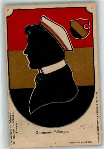 Erlangen 1912 Germania Reißnagellöcher