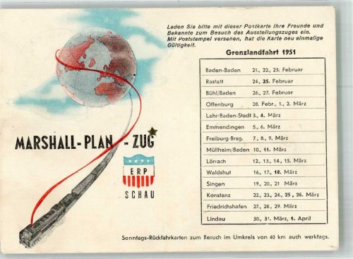 Grenzlandfahrt 1951 Marhall-Plan Zug Politik Sonderstempel