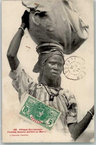 Dakar Foto AK Tracht Frau Briefmarke Bildseite