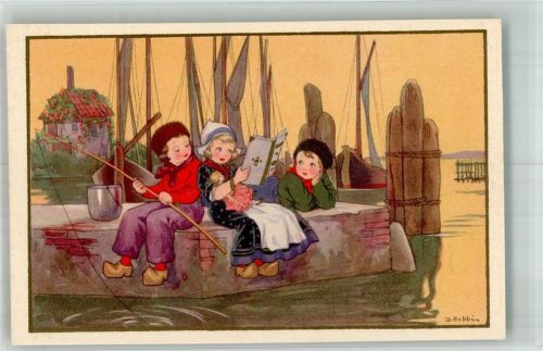 sign. Dario Gobbi Hollandkinder Buch lesen Angeln