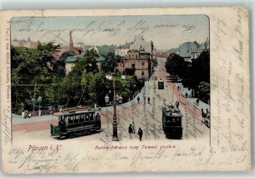Plauen 1902 Bahnhofstraße Straßenbahnen
