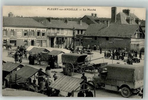 Fleury-sur-Andelle LKW Marktszene Hotel Denkmal Säule