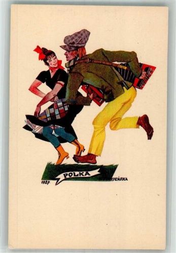 Polka Trachten Serie polnische Tänze Art Deco Stryenska, Z. 1927 Künstlerkarte