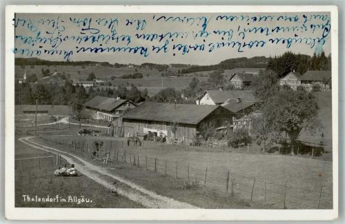Thalendorf 1948 Feldweg Bauerhäuser Scheune Pferdeweide