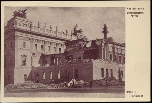 um 1948 Zerstörtes Wein, Parlament,Lilliput-Verlag