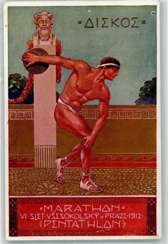 Prag 1912 VI. Slet. Marathon Sportfest Diskus