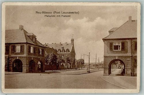Leuna 1926 Neu Rössen Palzplatz mit Postamt