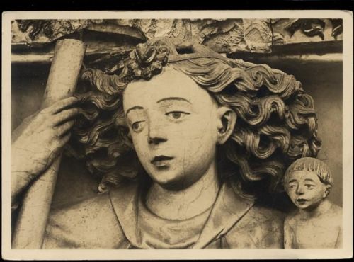 Erfurt, Severinkirche, Hl. Michael, Ausschnitt aus einem Alabasterrelief,Bärenreiter AKU1 Reliefdruck um 1930/40