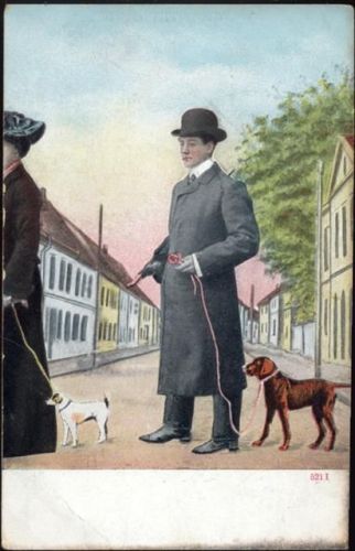 um 1900 Hunde, Rasse, feiner Mann