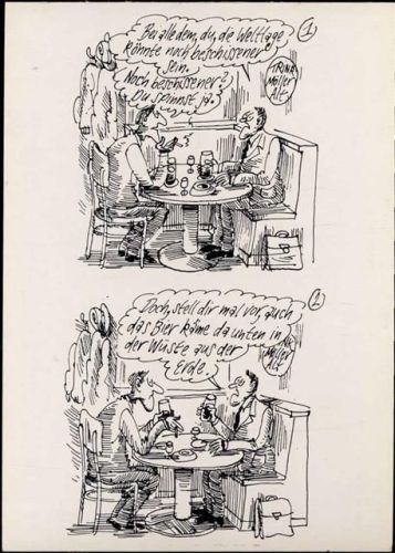 um 1980/90 Scherzkarte, Männer in Kneipe, Nr. 03154,Elefanten Press Verlag AKU1