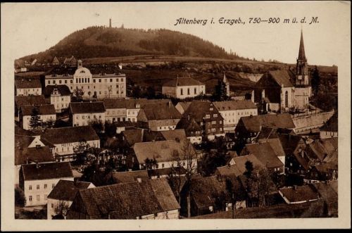 1927 Altenberg i. Erzgebirge, Ansicht, Kirche, Berg, Häuser,C. Herm. Schütze