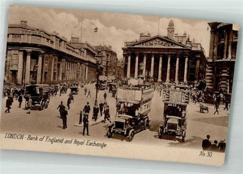 London 1923 Omnibus Auto Bank of England Royal Exchange