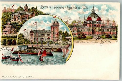 Treptow Berliner Gewerbe Ausstellung 1896 Pavillon d. Stadt Marine Schauspiel