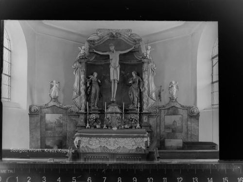 88348 W7968 Saulgau GLASNEGATIV Kreuz Kapelle