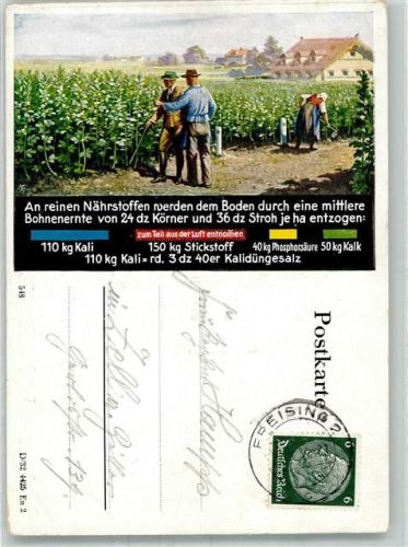 Freising 1939 Kalidünger auf dem Bohnenfeld Ort handschriftlich