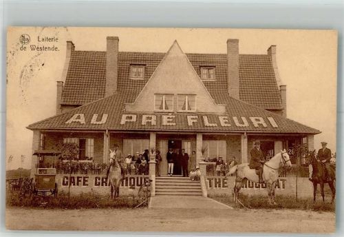 Westende 1934 Cafe au Pré Fleuri Pferde