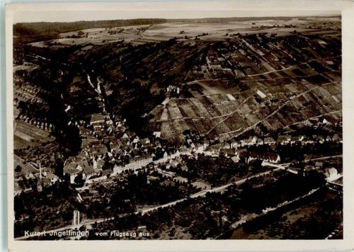 Ingelfingen Fliegeraufnahme Original aufmontierte Verlagsmusterkarte