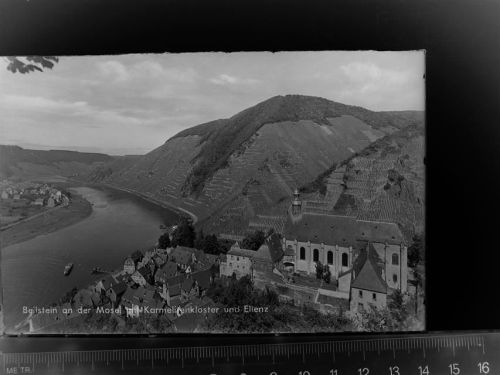 56814 W5591 Beilstein , Mosel GLASNEGATIV Karmelitenkloster und Ellenz