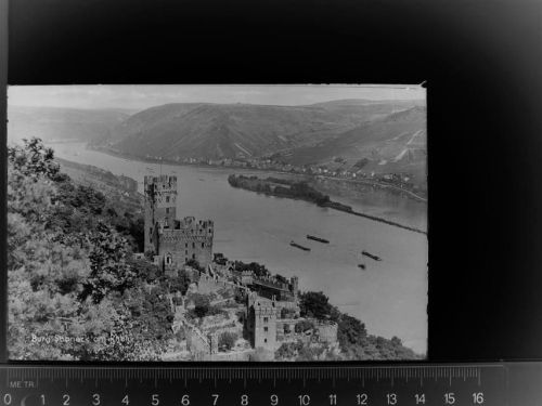 65391 W6223 Lorch , Rheingau GLASNEGATIV Burg Sooneck am Rhein