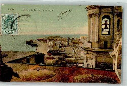 Cadiz 1910 Kathedrale Details Marke bildseitig
