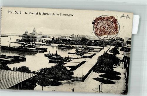 Port Said 1913 Hafen Bureau de la Compagnie Marke bildseitig