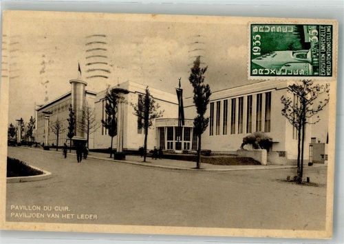 Brüssel Ausstellung 1935 Pavillon du Cuir Breifmarke Bildseite