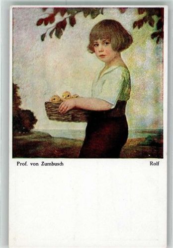 Das Kind Rolf mit Küken in einem Korb Moderne Kunst Nr. 174