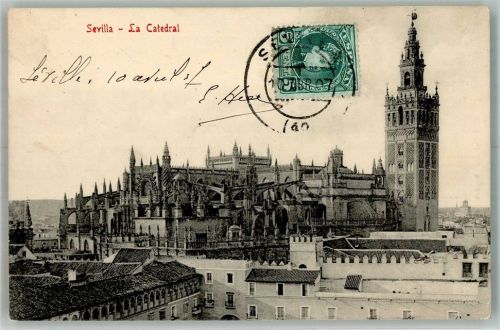 Sevilla 1907 Kirche Kathedrale Marke bildseitig