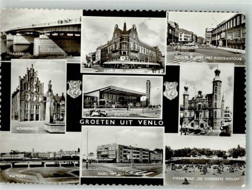 Venlo Maasbrücke Römerhaus Denkmal Viadukt Bahnhof Cafe National Rathaus